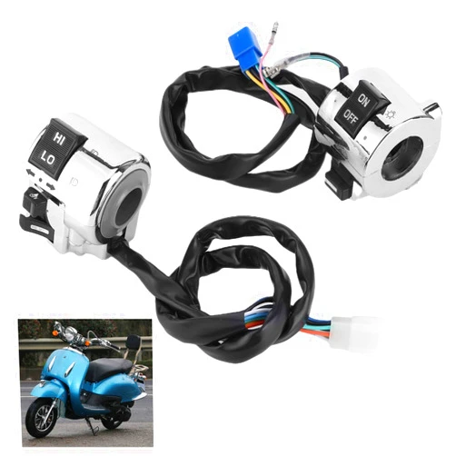 Wosume Redxiao~ Handlebar Control Button, ABS Black+Silver Chrome Plated Waterproof Horn Switch, Motorcycles Off‑Road Vehicles for Electric Scooters ATV