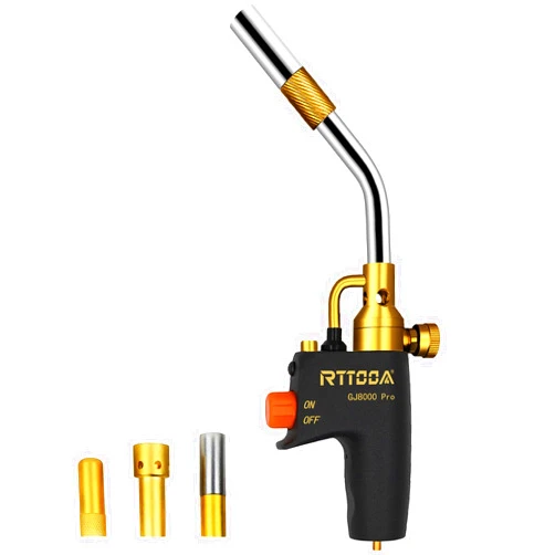 RTTOOA High Intensity Propane Torch Head, PR-8000 Trigger Start Mapp/Map Gas Torch with Self Ignition & Brass Knob, Pencil Flame Welding Torch Fuel by MAPP, MAP/PRO and Propane gas（CSA Certified)
