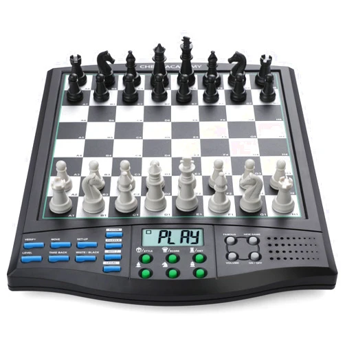 LEAFITOYS Talking Chess Academy Electronic Chess Board, Smart Chess Board with Voice Teaching System, Computer Chess Game with Strong Magnetic Pieces, 1-2 Player, Electronic Chess Set - Simple Portable Travel