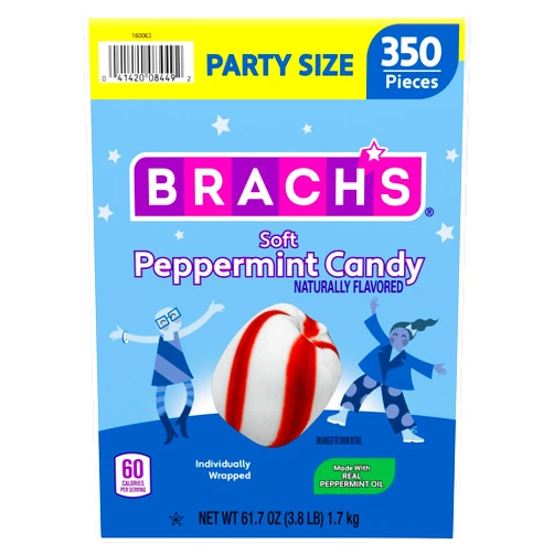 Brach's Soft Peppermint Candy, Individually Wrapped Pieces, 61.7 oz Carton (350 Pieces)