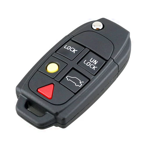 YOLLKY Key Fob Cover Shell Case Replacement 5 Buttons Key Fob Remote Control Shell Case - Compatible for Volvo S60 S80 V70 XC70 XC90 - Replace Part LQNP2T-APU