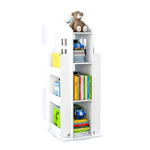 Foriy Rotating Bookshelf Kids 3-Tier Rotating Children's Bookshelf Book Shelf Organizer for Kids, 360° Display Floor Standing Bookcase Storage Rack Shelf for Room White,16.14