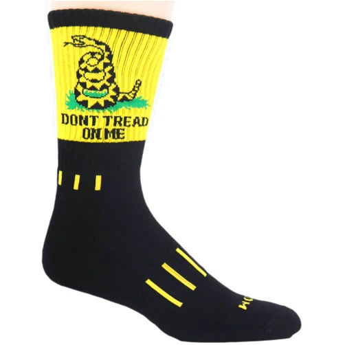 MOXY Socks Premium “Don’t Tread On Me” Crew Socks - Made in USA Gadsden Flag Patriotic Socks for Men & Women - High-Performance Reinforced & Supportive Fit