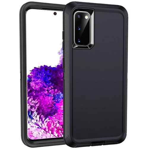 Mieziba for Galaxy S20 5g Case,Shockproof Dropproof Dustproof 3-Layer Full Body Protection Rugged Heavy Duty High Impact Hard Cover Case for Galaxy S20 6.2 inch,Black
