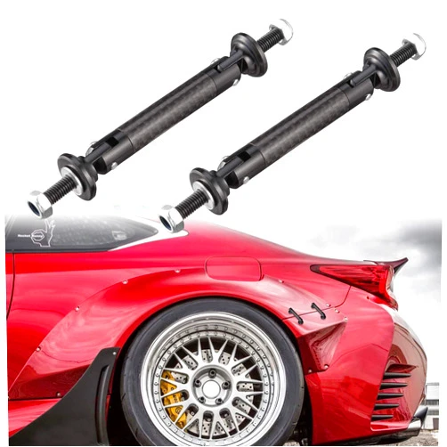 TOMALL 2 Pcs 45mm Car Adjustable Front/Rear Bumper Lip Splitter Support Strut Rod Carbon Fiber Black Universal Auto Bumper Fasteners Lever (Carbon Fiber Black)