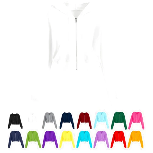 Generic Hoodies for Women White Cropped Zip Up Hoodie Trendy Teen Girls Crop Top Jackets Casual Cute Cropped Hooded Jacket