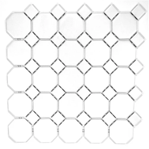 Square Feet Depot Retro White Octagon Porcelain Floor and Wall Mosaic Tile, 11.5