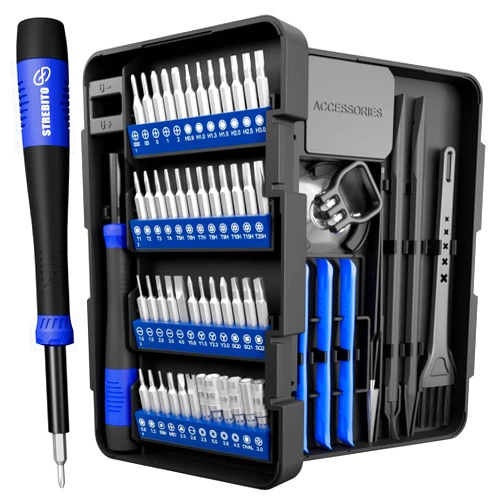 STREBITO Small Precision Screwdriver Set 64-piece with Torx, Triwing, Pentalobe, Electronics Repair Tool Kit for Computer, PC, Laptop, Macbook, Tablet, Phone, PS5, XBOX, Switch, Glass, Ring Doorbell