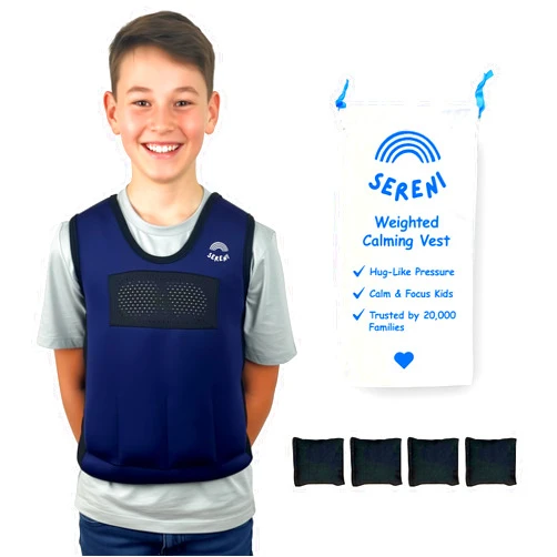 Sereni Weighted Calming Vest for Kids,Therapy Compression Vest w/Adjustable Weights, Sensory Vest for Emotional Regulation