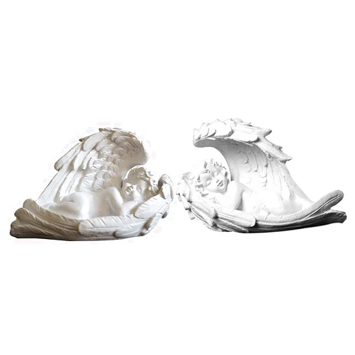 Realideas Set 2 Sleeping Baby Angel in Wings Figurines Angel Garden Statue - Indoor Outdoor Patio Garden Sculpture Statue Shelves Fireplace Statue Angel Wings Memorial Angel Statue
