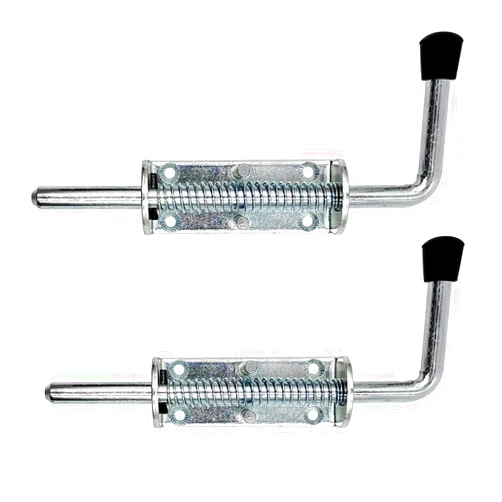 Deergo 2 Pack 8.8 Inch Spring Loaded Latch Pin, Heavy Duty Spring Loaded Barrel Bolt Latch Pin for Door Fence Trailer Garage (No Screws)