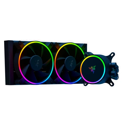 Razer Hanbo Chroma RGB All-In-One Liquid Cooler aRGB Pump Cap: Ultimate AIO Design - Quiet, Powerful aRGB Fans - Silent, Efficient Liquid Cooling - PWM Fan Controller Support - RGB Chroma aRGB - 240MM
