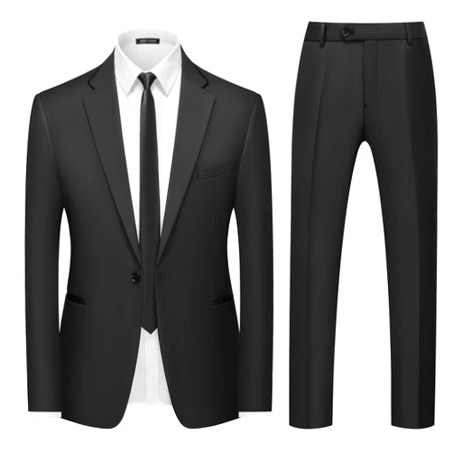 WEEN CHARM Men's 2 Piece Suit One Button Slim Fit Formal Wedding Prom Tuxedo Suits Blazer Pants with Tie Set