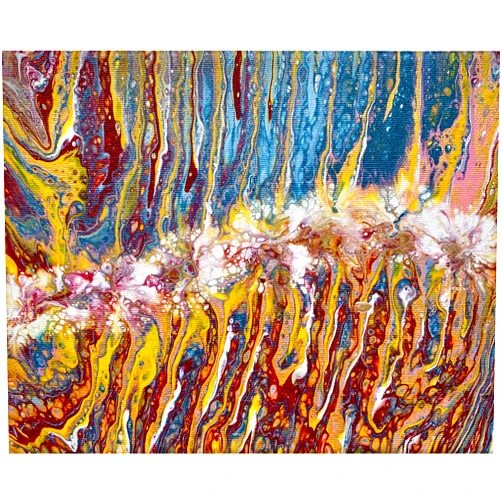 ByHandMade Snowy Ridge at Sunset Acrylic Pour Painting