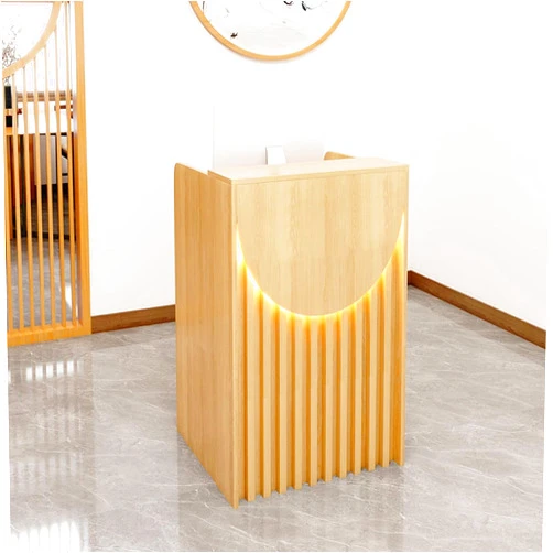 Fakednss Reception Desk Counter Table, L-Shap Cashier Front Desk,Wooden Computer Desk Reception Table,Reception Counter for Supermarket Convenience Store Hotel (Color : Maple A, Size : 60 * 40 * 96cm)