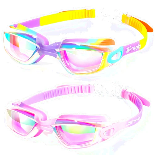 Freela Kids Swim Goggles, 2 Packs Swimming Goggles for Kids 3-14, Boys Girls Swim Goggles Anti Fog UV Protection No Leaking