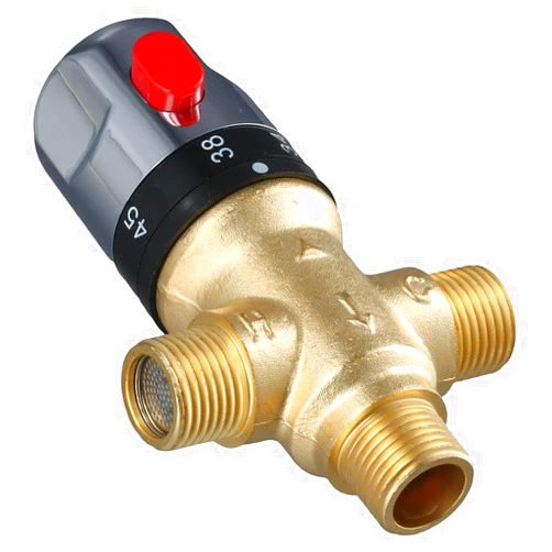 Urjumpea Brass Thermostatic Valve Surface Mounted Solar Hot And Cold Thermostat Mixing Valve Pipe Valve Faucet Water Heater Thermostatic Valve Core