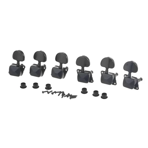 Musiclily Pro 3+3 Semi-closed Guitar Tuners String Tuning Pegs Keys Machine Heads Set for for Acoustic or Electric Guitar, Black
