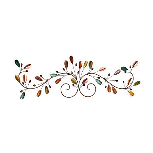Touch of Class Candelaria Wall Grille - Multi Jewel Color - Metal Sculpture Decor for Over Door - Horizontal Art for Bedroom, Living Room, Kitchen - Scrolling Leaf Design