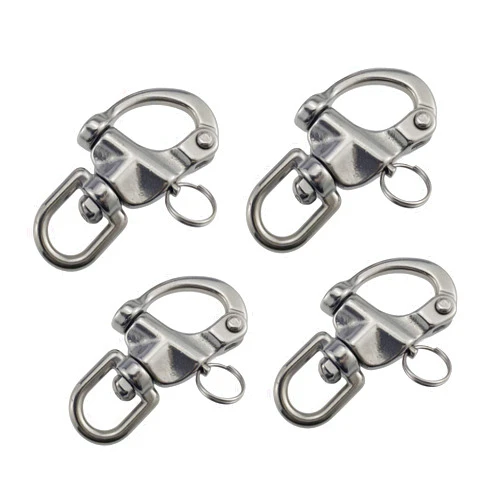 Keehui Pair 2-3/4inches Swivel Eye Snap Shackle Quick Release Bail Rigging Sailing Boat Marine 316 Stainless Steel for Sailboat Spinnaker Halyard