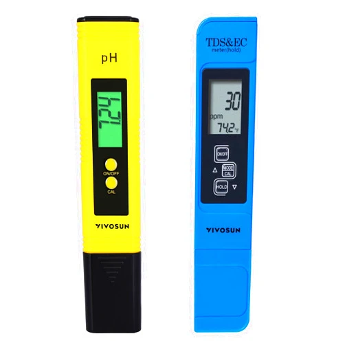 VIVOSUN Digital pH and TDS Meter Kits, 0.01pH High Accuracy Pen Type pH Meter ± 2% Readout Accuracy 3-in-1 TDS EC Temperature Meter for Hydroponics, Household Drinking, and Aquarium, UL Certified