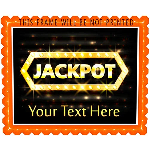 Edible Prints On Cake Jackpot gold casino lotto label - Edible Cake Topper - 7.5