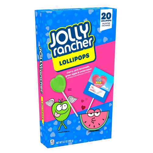 JOLLY RANCHER Assorted Fruit Flavored, Valentine's Day Lollipops Box, 9.2 oz (20 Pieces)