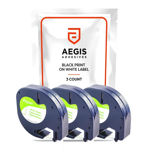Aegis Adhesives - 3-Pack Label Tape Replacement DYMO LetraTag Refills 91330 | 1/2