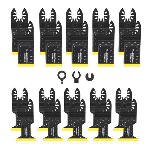 Opeisiio 20pcs Titanium Oscillating Tool Blades for Metal Nails Hard Material and Wood Plastic - Multitool Blades Fit Dewalt Bosch Worx Milwaukee Ryobi