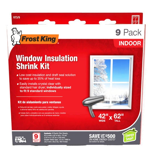 Frost King V73/9H Indoor Shrink Window Kit 42 62-Inch, Clear, 9-Pack