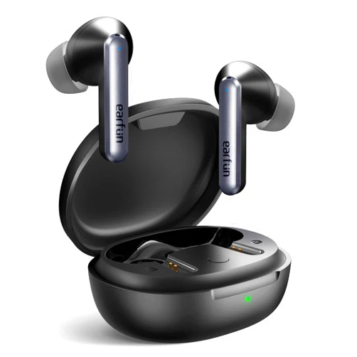 EarFun Air S Noise Cancelling Wireless Earbuds, Qualcomm® aptX™, 4 Mics CVC 8.0 Call, Multipoint Connection, Wireless Charging, 10mm Wool Composite Drivers, App with Custom EQ, Game Mode, Black
