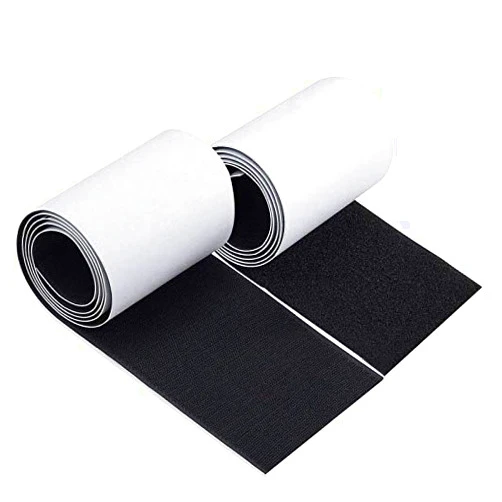 TOPtoper 4 Inch Wide 6.6 Ft Long Sticky Back Hook and Loop Fasteners, Self Adhesive Hook and Loop Strips | 6.6ft x 4in Roll (Black 4Inch)