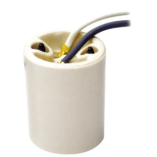 Leviton 10085-5 Medium Base, One-Piece, Keyless, Incandescent, Glazed Porcelain Lampholder, Mounting Bushings, Single Circuit, White