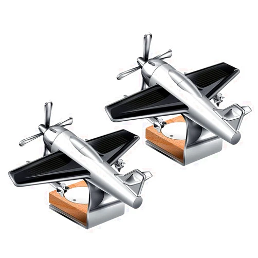 VOSAREA 2pcs Car Solar Energy Rotate Helicopter Decor Car Ornaments (No Perfume)