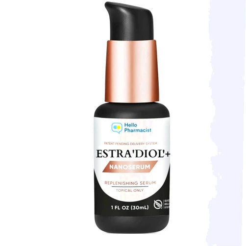 HelloPharmacist Bioidentical Estra'diol'+ Nanoemulsified Estrogen Serum - Clinically Proven Menopause Relief From Makers Of HelloPharmacist Bi-EST - Patented Quicksilver Delivery For Superior (5x) Absorption - 1OZ