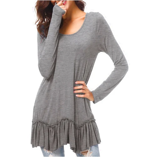 Urban CoCo Women's Casual T-shirt Solid Long Sleeve Tunic Tops
