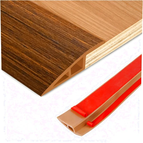 DBHXXMB-HH Floor Transition Strip Vinyl Door Threshold Ramp Self Adhesive Carpet Edging Strip Doorway Edge Trim, Overlap Edge Reducer for Laminate Carpet, Floor, Tile (Brown Wood Grain, 1/5