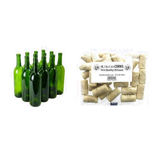 FastRack Green Wine Bottles, 750 ml Capacity (Pack of 12), 750ml & Bag of 30 8 Premium Straight Wine Corks for Wine Bottles from Brand Name - 7/8