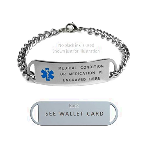IdTagsonline Taking FARXIGA Medical ID Alert Bracelet with Embossed Emblem from Stainless Steel. D-Style, Premium Series.