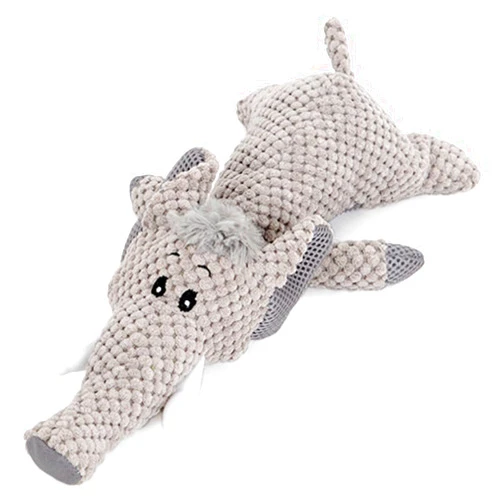 DomKim Plush Squeaky Dog Toy for Small/Medium Dogs,Soft Durable Interactive Dog Toys for Teething Relieve Anxiety, Stuffed Soft Durable Chew Toys Ggressive Chewers Grey(Elephant)