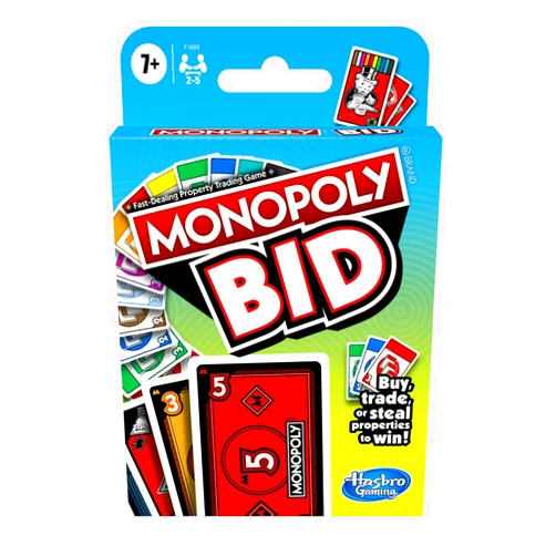 Monopoly Hasbro Gaming Bid Game,Quick-Playing Card Game for 4 Players,Game for Families and Kids Ages 7 and Up