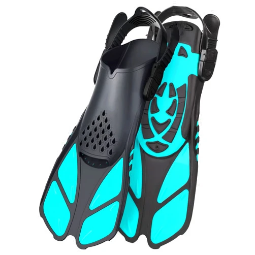 Amazqi Swim Fins, Snorkel Fins Travel Size Short Adjustable for Swimming Flippers Open Heel Snorkeling Diving Fins Fit for Men, Women and Kids