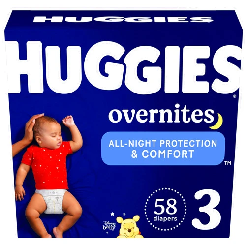 Huggies Size 3 Overnites Baby Diapers: Overnight Diapers, Size 3 (16-28 lbs), 58 Ct