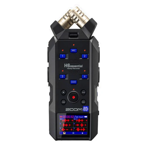 Zoom H6essential (2024 Model, Essential Series) with 32-Bit Float, Accessibility, 6-Track Recorder, Stereo Microphones, 4 XLR/TRS Inputs, USB Audio Interface, for Musicians, Podcasters, & Filmmakers