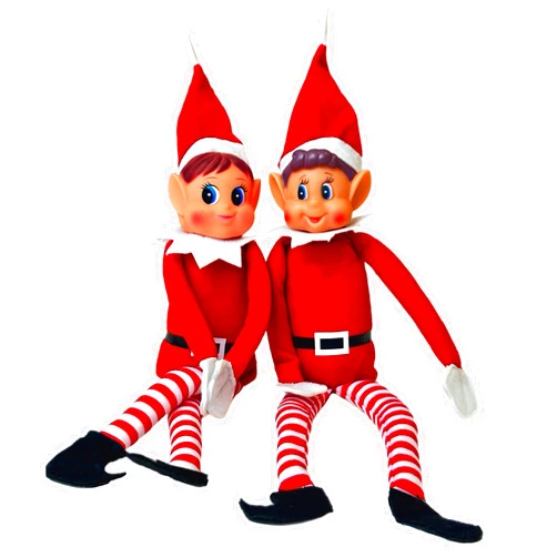 GLOW Wholesale Elfie (Boy) and Elvie (Girl) Set Fun and Playful Elves Behavin' Badly Figure with Soft Body and Vinyl Face-Set of 2, Red