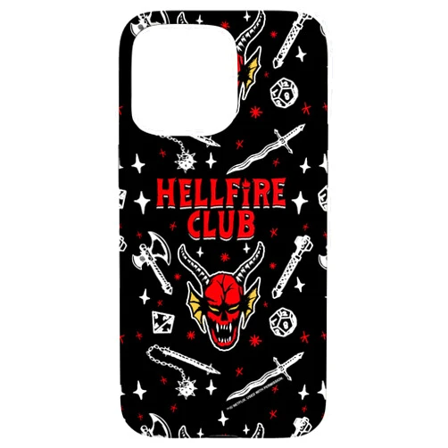 Stranger Things iPhone 15 Pro Max Stranger Things Hellfire Club Textbook Pattern Case