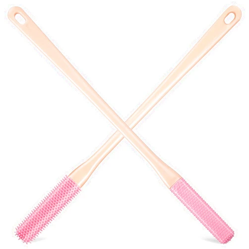 Housoutil 2pcs Silicone Toe Brush Scrubber Set with Soft and Firm Bristles for Shower Foot Cleaning and Exfoliating, Pink Foot Cleaner for Toe Gap Scrub and Itch Relief