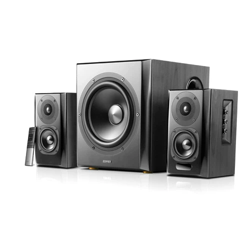 Edifier S351DB Bookshelf Coaxial, Bluetooth, Optical and Auxiliary Speaker and Subwoofer 2.1 System Wireless Sound for Study Rooms, Living Rooms & Dens Black