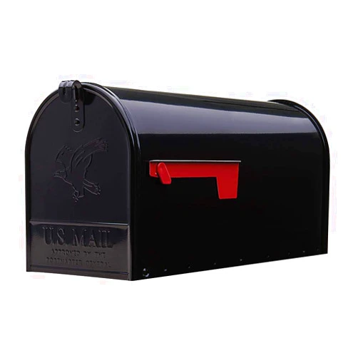 Solar Group Gibraltar Mailboxes Elite Galvanized Steel Post Mounted Black Mailbox 10-1/2 in. H x 8-1/2 in. W x 22-1/4 in. L