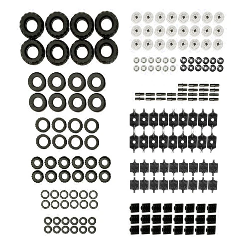 Barcaloo 144 Piece Wheels and Axles Sets, Building Bricks Car Parts and Pieces Kit - Car Building Set with Wheels, Axles & Windshields